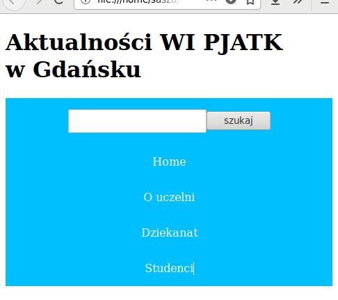 Menu na ekranie mniejszym niż 600px