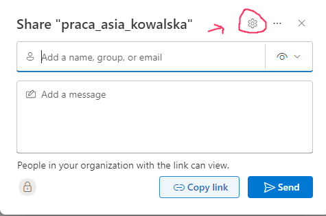 Okno udostępniania