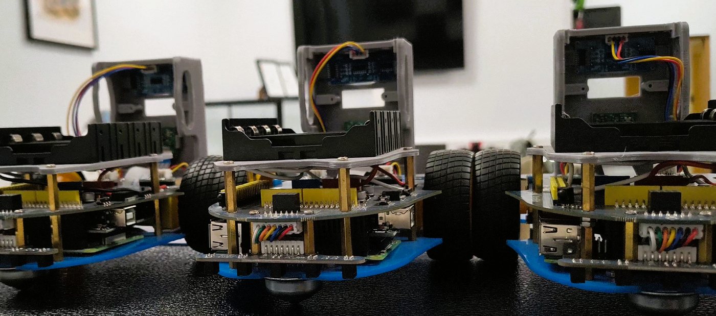 Group of AlphaBot robots for swarm robotics projects